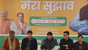 Delhi BJP President Manoj Tiwari addresses the media on the election campaign for upcoming Assembly elections in Delhi, at BJP office, in New Delhi,Tuesday, January 7, 2020.(Sanchit Khanna/HT PHOTO) Delhi BJP President Manoj Tiwari addresses the media on the election campaign for upcoming Assembly elections in Delhi, at BJP office, in New Delhi,Tuesday, January 7, 2020.(Sanchit Khanna/HT PHOTO)