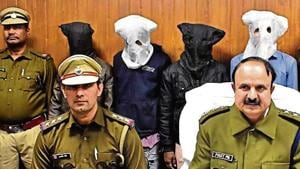 Four of the gang members who allegedly robbed people while sharing cabs and rides(HT Photo) Four of the gang members who allegedly robbed people while sharing cabs and rides(HT Photo)