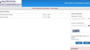 IBPS Clerk preliminary exam 2019 scorecard. (Screengrab) IBPS Clerk preliminary exam 2019 scorecard. (Screengrab)