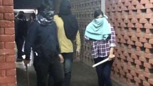Masked miscreants armed with sticks roaming around campus, at JNU, in New Delhi on January 5.(PTI Photo) Masked miscreants armed with sticks roaming around campus, at JNU, in New Delhi on January 5.(PTI Photo)