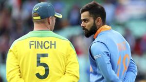 India's captain Virat Kohli, right, talks to Australia's captain Aaron Finch.(AP) India's captain Virat Kohli, right, talks to Australia's captain Aaron Finch.(AP)