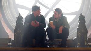 Benedict Cumberbatch and Scott Derrickson on the sets of Doctor Strange. Benedict Cumberbatch and Scott Derrickson on the sets of Doctor Strange.