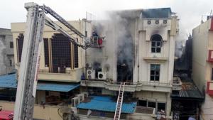 Fire broke out at a paper printing press at Patparganj Industrial Area in New Delhi on Thursday.(ANI File Photo) Fire broke out at a paper printing press at Patparganj Industrial Area in New Delhi on Thursday.(ANI File Photo)
