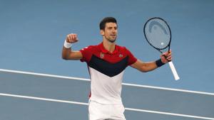 Novak Djokovic of Serbia celebrates, winning the match point against Daniil Medvedev of Russia during their ATP Cup tennis match in Sydney, Saturday, Jan. 11, 2020.(AP) Novak Djokovic of Serbia celebrates, winning the match point against Daniil Medvedev of Russia during their ATP Cup tennis match in Sydney, Saturday, Jan. 11, 2020.(AP)