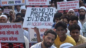 An anti-CAA protest in Mumbai’s Andheri.(Pramod Thakur/HT Photo) An anti-CAA protest in Mumbai’s Andheri.(Pramod Thakur/HT Photo)