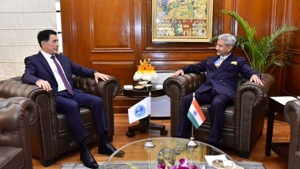 External Affairs Minister S Jaishankar with Secretary General of the Shanghai Cooperation Organisation Vladimir Norov who will also attend the Raisinha Dialogue.(https://twitter.com/MEAIndia) External Affairs Minister S Jaishankar with Secretary General of the Shanghai Cooperation Organisation Vladimir Norov who will also attend the Raisinha Dialogue.(https://twitter.com/MEAIndia)