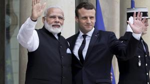 French President Emmanuel Macron with PM Narendra Modi(AP file photo) French President Emmanuel Macron with PM Narendra Modi(AP file photo)