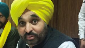 AAP Punjab chief and MP Bhagwant Mann at his Sangrur office AAP Punjab chief and MP Bhagwant Mann at his Sangrur office