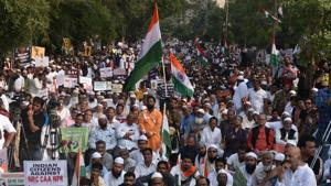 Peaceful protest against CAA,NCR and NPR at Millat Nagar,Andheri in Mumbai on January 12, 2020.(Pramod Thakur/HT File Photo) Peaceful protest against CAA,NCR and NPR at Millat Nagar,Andheri in Mumbai on January 12, 2020.(Pramod Thakur/HT File Photo)