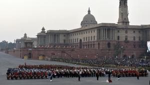 Bands performing during Beating Retreat of Republic Day celebrations at Rajpath in New Delhi January 29, 2018.(Mohd Zakir/HT PHOTO) Bands performing during Beating Retreat of Republic Day celebrations at Rajpath in New Delhi January 29, 2018.(Mohd Zakir/HT PHOTO)