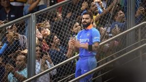 Indian captain Virat Kohli during the first one day international (ODI) cricket match.(PTI) Indian captain Virat Kohli during the first one day international (ODI) cricket match.(PTI)