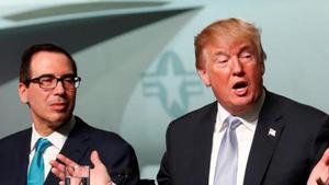 President Donald Trump lashed out at Apple in a tweet for refusing to unlock phones in criminal investigations while the company benefited from the federal government’s help on trade issues.(REUTERS) President Donald Trump lashed out at Apple in a tweet for refusing to unlock phones in criminal investigations while the company benefited from the federal government’s help on trade issues.(REUTERS)