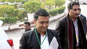 Goa Chief Minister Pramod Sawant arrives to attend the State Finance Ministers’ meeting in New Delhi on Wednesday.(ANI photo) Goa Chief Minister Pramod Sawant arrives to attend the State Finance Ministers’ meeting in New Delhi on Wednesday.(ANI photo)