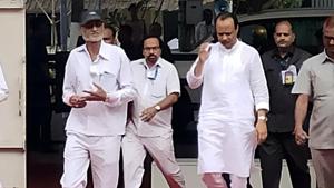 Maharashtra Deputy Chief Minister Ajit Pawar arrives for special session of state legislature, at Vidhan Bhavan on Wednesday.(ANI Photo) Maharashtra Deputy Chief Minister Ajit Pawar arrives for special session of state legislature, at Vidhan Bhavan on Wednesday.(ANI Photo)