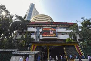 A view of the stock prices displayedoutside BSE building in Mumbai.(PTI) A view of the stock prices displayedoutside BSE building in Mumbai.(PTI)