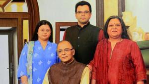 The late Arun Jaitley with his wife Sangeeta and children Rohan and Sonali. The late Arun Jaitley with his wife Sangeeta and children Rohan and Sonali.