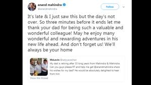Anand Mahindra’s tweet has garnered over 21,500 likes and tons of appreciation from netizens.(Twitter/@anandmahindra) Anand Mahindra’s tweet has garnered over 21,500 likes and tons of appreciation from netizens.(Twitter/@anandmahindra)