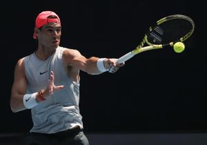Spain's Rafael Nadal hits a forehand return during a practice session.(AP) Spain's Rafael Nadal hits a forehand return during a practice session.(AP)