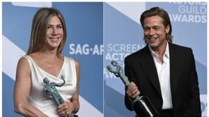 This combination photo shows Jennifer Aniston and Brad Pitt at the 26th annual Screen Actors Guild Awards.(AP) This combination photo shows Jennifer Aniston and Brad Pitt at the 26th annual Screen Actors Guild Awards.(AP)