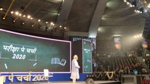 Prime Minister Narendra Modi interacting with students at ‘Pariksha Pe Charcha 2020’ event at New Delhi’s Talkatora Stadium on Monday.(Twitter/@PMOIndia) Prime Minister Narendra Modi interacting with students at ‘Pariksha Pe Charcha 2020’ event at New Delhi’s Talkatora Stadium on Monday.(Twitter/@PMOIndia)