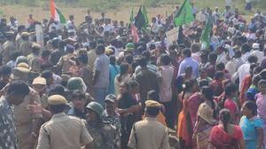 The farmers of Amaravati, who have been agitating for the last 34 days under the umbrella of the Amaravati Joint Action Committee (JAC) against the shifting of the capital, held a “Chalo Assembly” rally on Monday.(HT PHOTO.) The farmers of Amaravati, who have been agitating for the last 34 days under the umbrella of the Amaravati Joint Action Committee (JAC) against the shifting of the capital, held a “Chalo Assembly” rally on Monday.(HT PHOTO.)