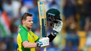 Australia's Steve Smith celebrates his hundred(PTI) Australia's Steve Smith celebrates his hundred(PTI)
