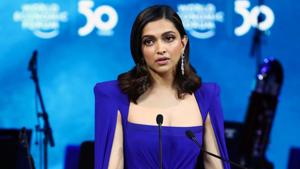 Indian actor Deepika Padukone accepts the Crystal Award during the opening of the 50th World Economic Forum (WEF) in Davos, Switzerland.(REUTERS) Indian actor Deepika Padukone accepts the Crystal Award during the opening of the 50th World Economic Forum (WEF) in Davos, Switzerland.(REUTERS)
