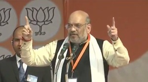 Amit Shah also raised the issue of Ram Temple in Ayodhya and said that as long as the Congress party was in power it did not allow its construction.(Twitter/BJP) Amit Shah also raised the issue of Ram Temple in Ayodhya and said that as long as the Congress party was in power it did not allow its construction.(Twitter/BJP)