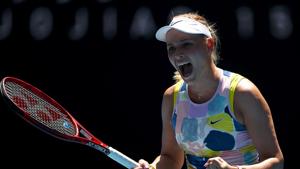 Croatia's Donna Vekic celebrates winning the match against Russia's Maria Sharapova(REUTERS) Croatia's Donna Vekic celebrates winning the match against Russia's Maria Sharapova(REUTERS)