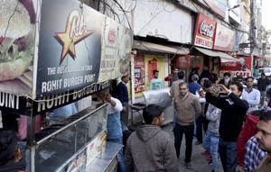 Anti-encroachment drive in progress in the area in Ludhiana on Wednesday. Anti-encroachment drive in progress in the area in Ludhiana on Wednesday.
