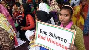 Various women’s organisations demonstrate against increasing crimes against women and incidences of rape in the country, at Kargil Chowk in Patna, Bihar.(Parwaz Khan /HT PHOTO) Various women’s organisations demonstrate against increasing crimes against women and incidences of rape in the country, at Kargil Chowk in Patna, Bihar.(Parwaz Khan /HT PHOTO)
