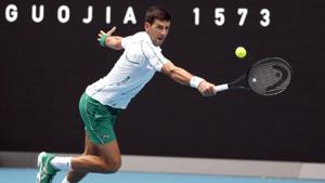 Serbia’s Novak Djokovic in action during the match against Japan’s Tatsuma Ito.(Reuters) Serbia’s Novak Djokovic in action during the match against Japan’s Tatsuma Ito.(Reuters)