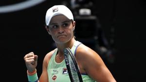 Australia’s Ashleigh Barty celebrates winning the match against Slovenia’s Polona Hercog.(Reuters) Australia’s Ashleigh Barty celebrates winning the match against Slovenia’s Polona Hercog.(Reuters)