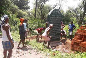 Villagers pulled down Pathalgadi plaque at Chitramu village in Khunti, India, on Thursday, July 20, 2018. The pathalgadi movement has its origin in a resistance movement by tribals during British rule.(HT File Photo) Villagers pulled down Pathalgadi plaque at Chitramu village in Khunti, India, on Thursday, July 20, 2018. The pathalgadi movement has its origin in a resistance movement by tribals during British rule.(HT File Photo)