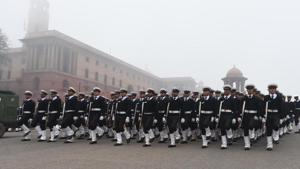 Republic Day rehearsal at Rajpath. Traffic on Rajpath — from Vijay Chowk to India Gate — has been restricted till the rehearsal is over on Thursday, and from 6 pm Saturday till the parade concludes on Sunday, police said in an advisory.(Raj K Raj / HT Photo) Republic Day rehearsal at Rajpath. Traffic on Rajpath — from Vijay Chowk to India Gate — has been restricted till the rehearsal is over on Thursday, and from 6 pm Saturday till the parade concludes on Sunday, police said in an advisory.(Raj K Raj / HT Photo)