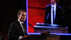 French President Emmanuel Macron speaks at the World Holocaust Forum marking 75 years since the liberation of the Nazi extermination camp Auschwitz, at Yad Vashem Holocaust memorial centre in Jerusalem(AP) French President Emmanuel Macron speaks at the World Holocaust Forum marking 75 years since the liberation of the Nazi extermination camp Auschwitz, at Yad Vashem Holocaust memorial centre in Jerusalem(AP)