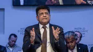 Union minister Piyush Goyal at a session at the World Economic Forum in Davos, Switzerland, on Thursday.(PTI Photo) Union minister Piyush Goyal at a session at the World Economic Forum in Davos, Switzerland, on Thursday.(PTI Photo)
