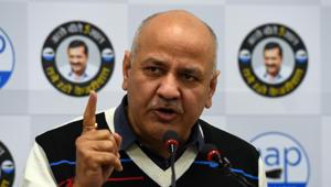 Delhi Deputy Chief Minister and AAP leader Manish Sisodia addresses the media, at the party office in New Delhi(Mohd Zakir/HT PHOTO) Delhi Deputy Chief Minister and AAP leader Manish Sisodia addresses the media, at the party office in New Delhi(Mohd Zakir/HT PHOTO)