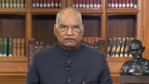 President Ram Nath Kovind congratulated the country on the eve of the 71st Republic Day in his address to the nation(ANI/Twitter)