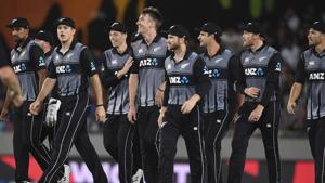 New Zealand players gather during the Twenty/20 cricket international between India and New Zealand in Auckland, New Zealand, Friday, Jan. 24, 2020. (Andrew Cornaga/Photosport via AP)(AP) New Zealand players gather during the Twenty/20 cricket international between India and New Zealand in Auckland, New Zealand, Friday, Jan. 24, 2020. (Andrew Cornaga/Photosport via AP)(AP)