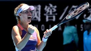 Germany's Angelique Kerber celebrates winning her match.(REUTERS) Germany's Angelique Kerber celebrates winning her match.(REUTERS)