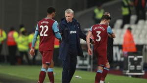West Ham United's Sebastien Haller and manager David Moyes after the match.(REUTERS) West Ham United's Sebastien Haller and manager David Moyes after the match.(REUTERS)