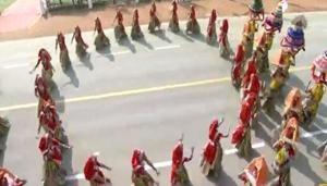 School children performing Garba- a traditional Indian dance form at the 71st Republic Day parade.(ANI) School children performing Garba- a traditional Indian dance form at the 71st Republic Day parade.(ANI)