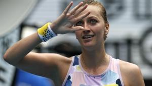 Petra Kvitova of the Czech Republic waves after defeating Greece's Maria Sakkari.(AP) Petra Kvitova of the Czech Republic waves after defeating Greece's Maria Sakkari.(AP)