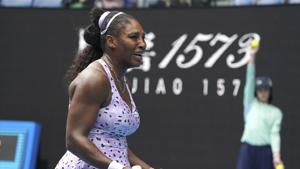Serena Williams as she plays China's Wang Qiang in their third round singles match at the Australian Open.(AP) Serena Williams as she plays China's Wang Qiang in their third round singles match at the Australian Open.(AP)