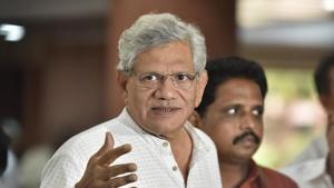 CPI(M) leader Sitaram Yechury speaks to the media after attending the all-party meeting in New Delhi, in June 2019.(Sonu Mehta/HT Photo) CPI(M) leader Sitaram Yechury speaks to the media after attending the all-party meeting in New Delhi, in June 2019.(Sonu Mehta/HT Photo)