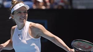 Romania's Simona Halep celebrates after defeating Belgium's Elise Mertens.(AP) Romania's Simona Halep celebrates after defeating Belgium's Elise Mertens.(AP)