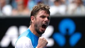 Switzerland’s Stan Wawrinka reacts during his match against Russia’s Medvedev.(REUTERS) Switzerland’s Stan Wawrinka reacts during his match against Russia’s Medvedev.(REUTERS)