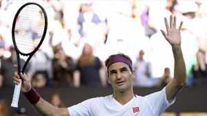 Melbourne: Switzerland's Roger Federer reacts after defeating Tennys Sandgren of the U.S. in their quarterfinal match at the Australian Open tennis championship in Melbourne, Australia.(AP) Melbourne: Switzerland's Roger Federer reacts after defeating Tennys Sandgren of the U.S. in their quarterfinal match at the Australian Open tennis championship in Melbourne, Australia.(AP)