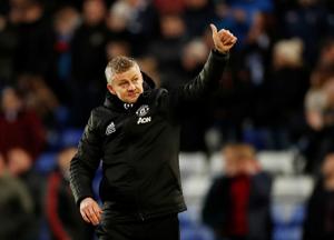 Manchester United manager Ole Gunnar Solskjaer celebrates after the match.(Reuters) Manchester United manager Ole Gunnar Solskjaer celebrates after the match.(Reuters)